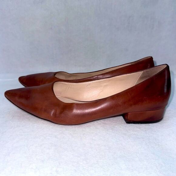 Cole Haan Women’s Vesta Skimmer Pointed Toe Brown Leather Flats Ballet Size 10 - Picture 1 of 9